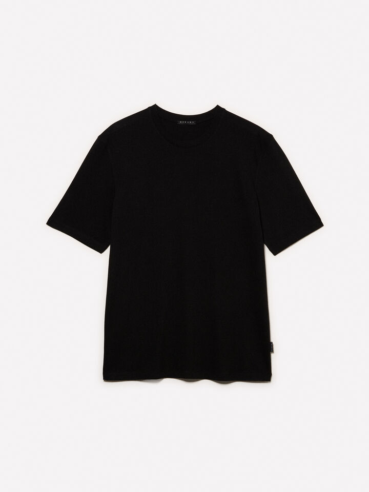 Schwarzes Kurzarm-T-Shirt mit normaler Passform - kurzärmeliges t-shirt für herren - Schwarz | Sisley image number 5